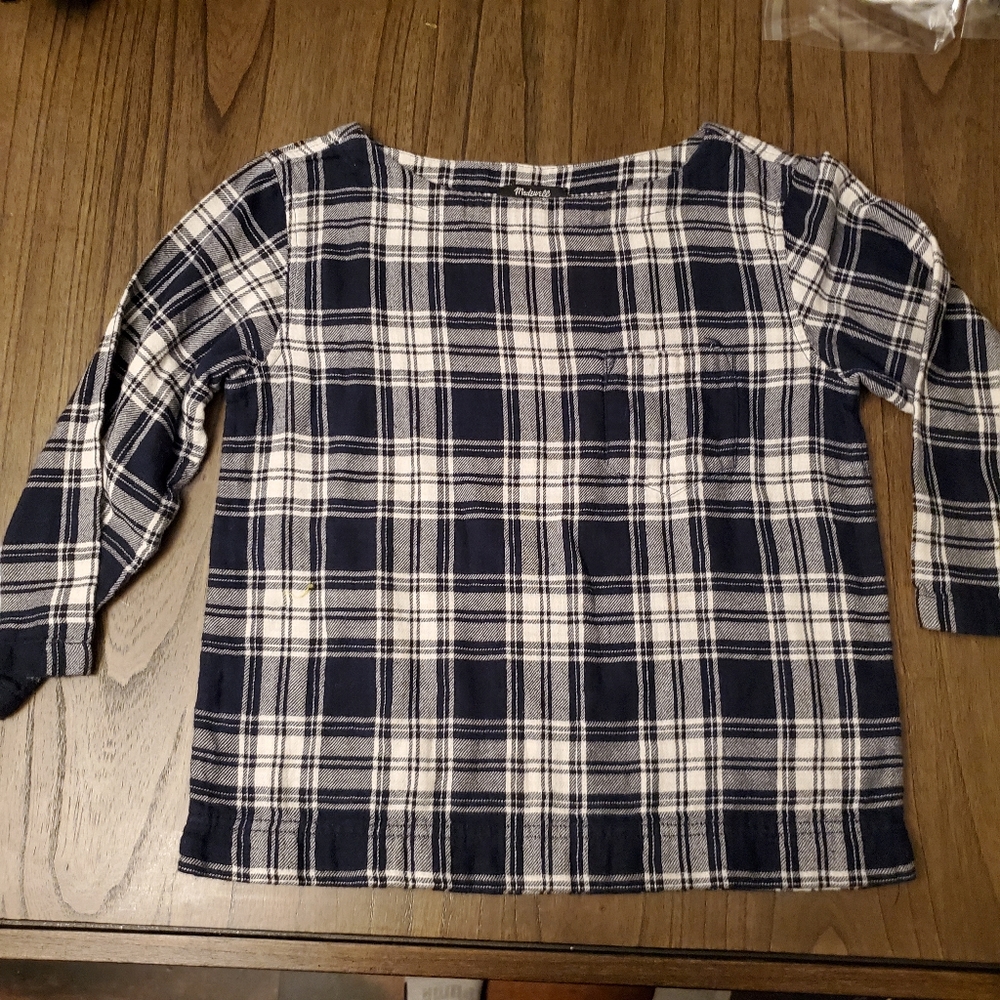 Madewell quarter length sleeve plaid cotton shirt